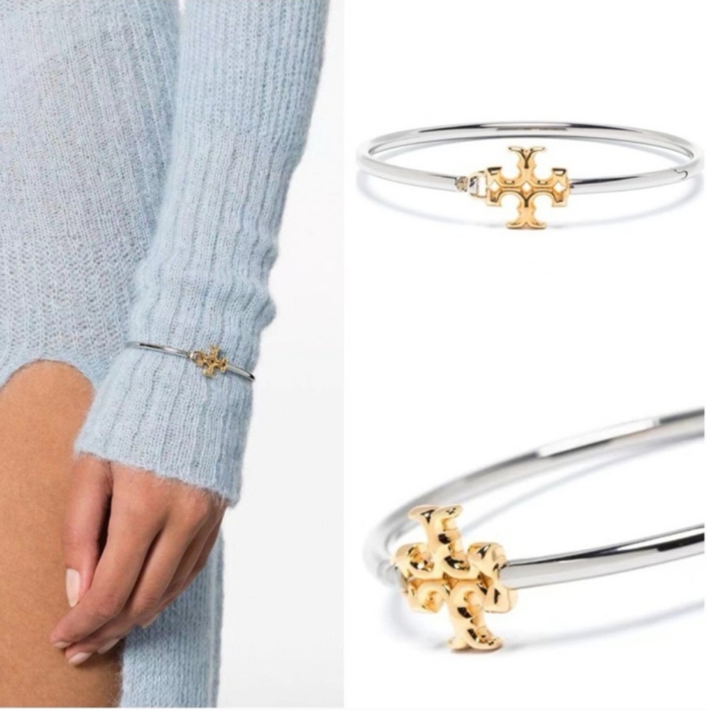 Tory Burch Elegant Silver and Gold Bangle Bracelet Firm.Price - Picture 2 of 6